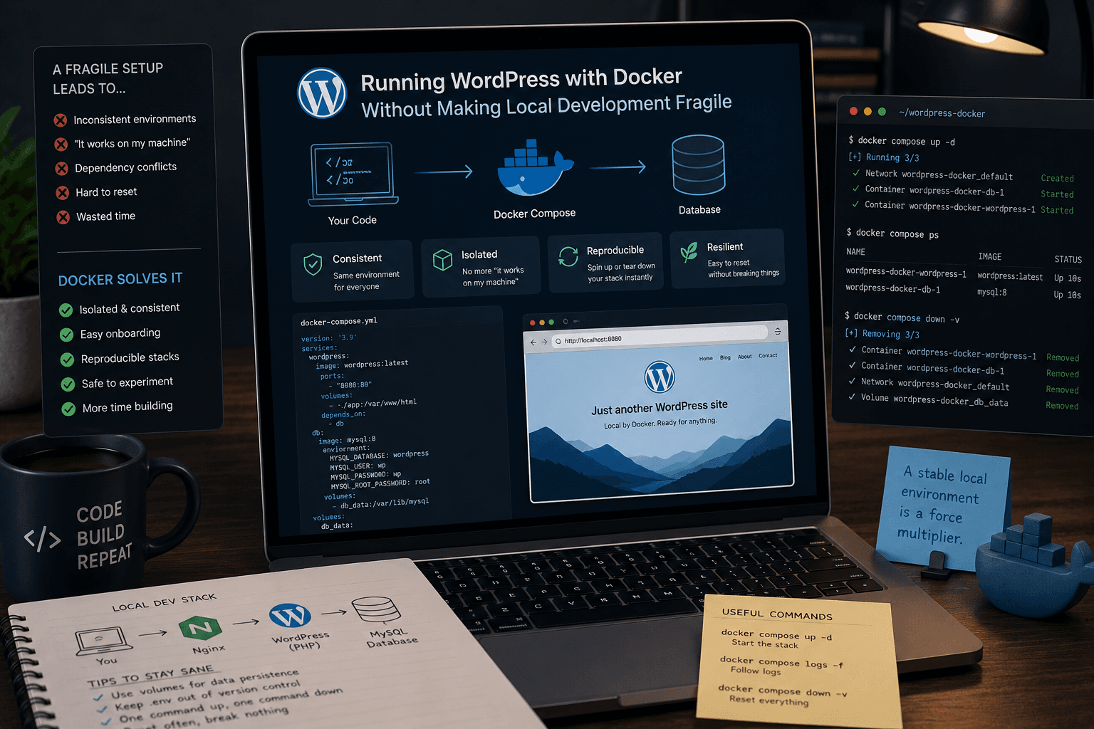 Running WordPress with Docker Without Making Local Development Fragile
