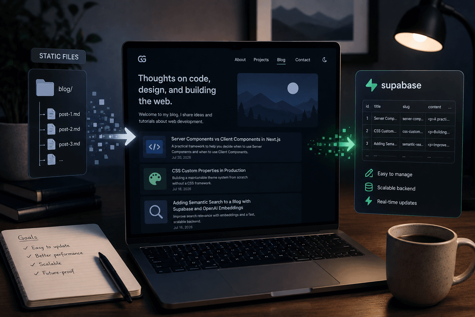 Why I Moved This Portfolio's Blog from Static Files to Supabase